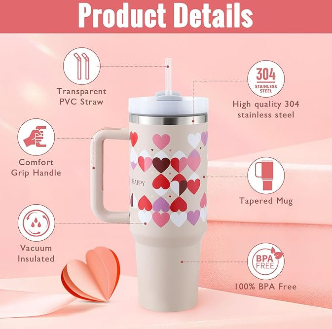 40oz Insulated Stainless Steel Tumbler with Handle and Lid