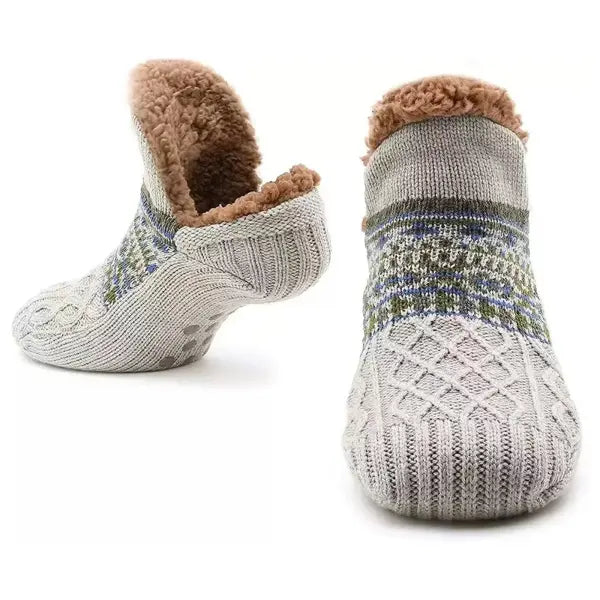 Fall & Winter Warm Floor Socks, Non-Slip Home Socks for Women & Men Cozy Sleep Yoga & Snow Socks - Grey / 35-39(24cm)