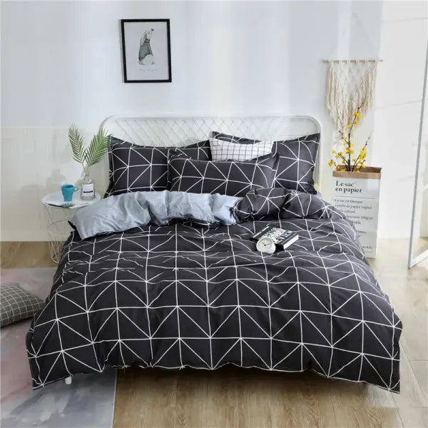 Modern Fall Plaid Duvet Cover - Soft Simple Checkered Quilt Cover for Twin Queen & King Bed - f01-5mushang / 220x240cm