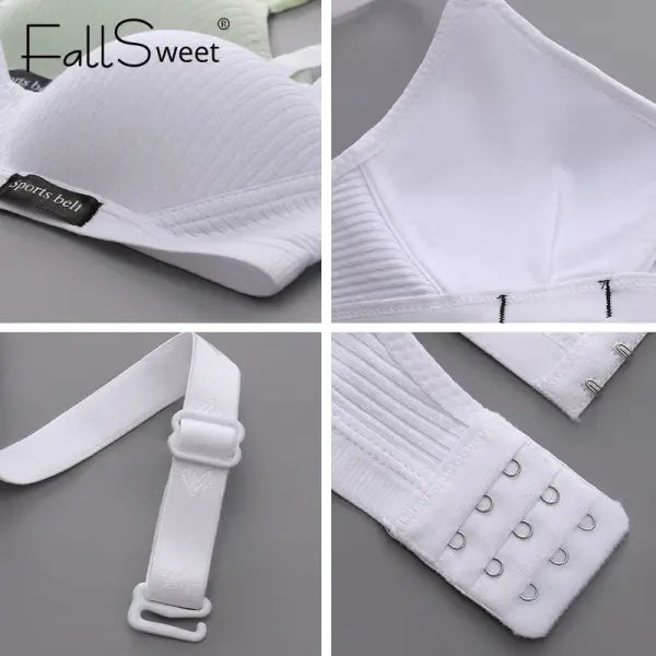 FallSweet Cotton Wireless Bra for Women Seamless Push Up Bras Comfortable V-Shaped Gathering Underwear AB Cup Intimate