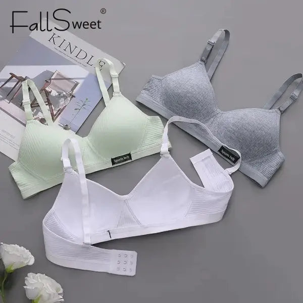 FallSweet Cotton Wireless Bra for Women Seamless Push Up Bras Comfortable V-Shaped Gathering Underwear AB Cup Intimate