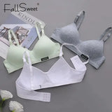 FallSweet Cotton Wireless Bra for Women Seamless Push Up Bras Comfortable V-Shaped Gathering Underwear AB Cup Intimate