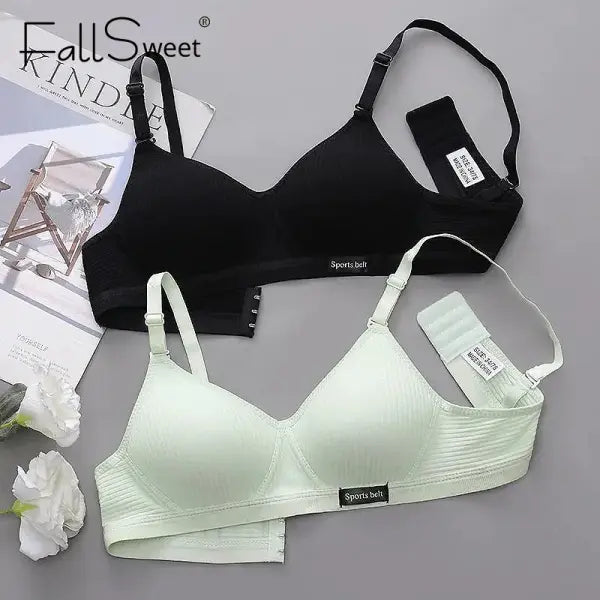 FallSweet Cotton Wireless Bra for Women Seamless Push Up Bras Comfortable V-Shaped Gathering Underwear AB Cup Intimate