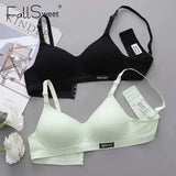 FallSweet Cotton Wireless Bra for Women Seamless Push Up Bras Comfortable V-Shaped Gathering Underwear AB Cup Intimate
