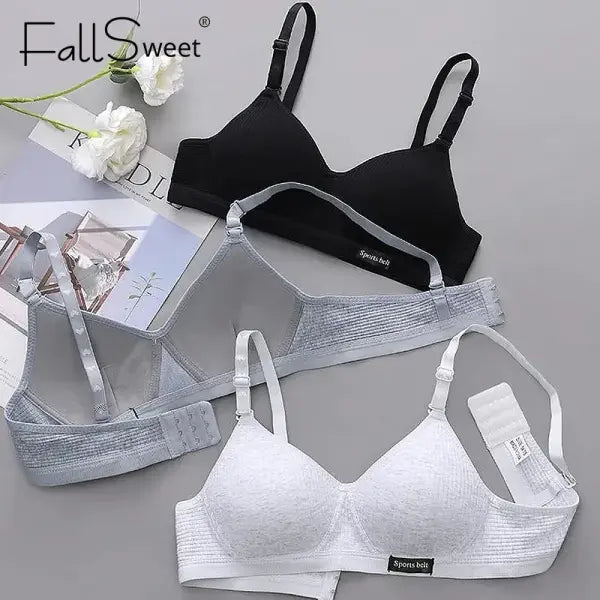FallSweet Cotton Wireless Bra for Women Seamless Push Up Bras Comfortable V-Shaped Gathering Underwear AB Cup Intimate