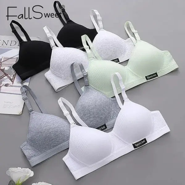 FallSweet Cotton Wireless Bra for Women Seamless Push Up Bras Comfortable V-Shaped Gathering Underwear AB Cup Intimate