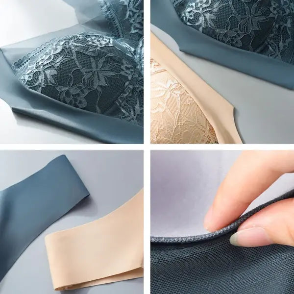 FallSweet Seamless Ice Silk Push Up Bra for Women Wireless Lace Bralette Plus Size Brassiere Summer Comfort Underwear