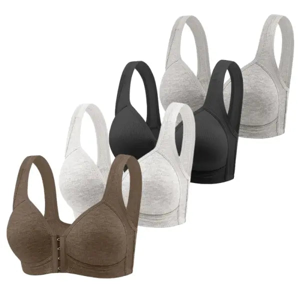 Fallsweet Wire Free Brassiere Seamless Solid Push Up Mold Cup Bralette - coffeelightgrayblack / S