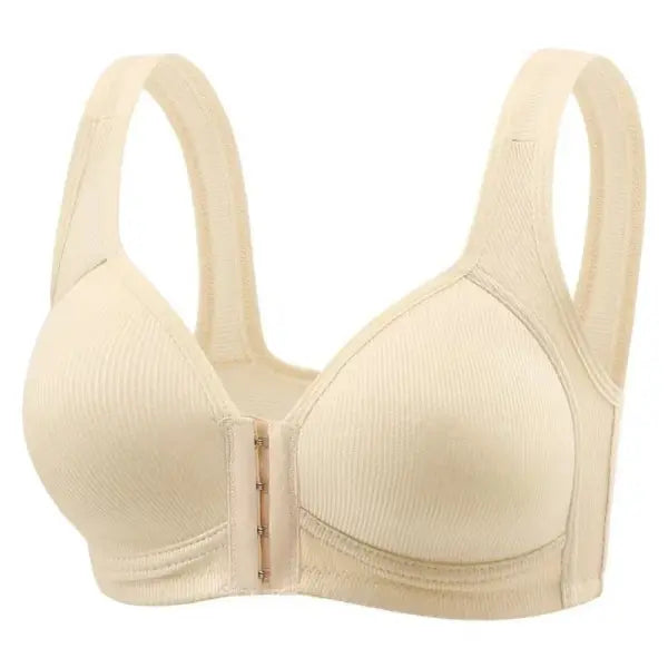 Fallsweet Wire Free Brassiere Seamless Solid Push Up Mold Cup Bralette - beige / 2XL