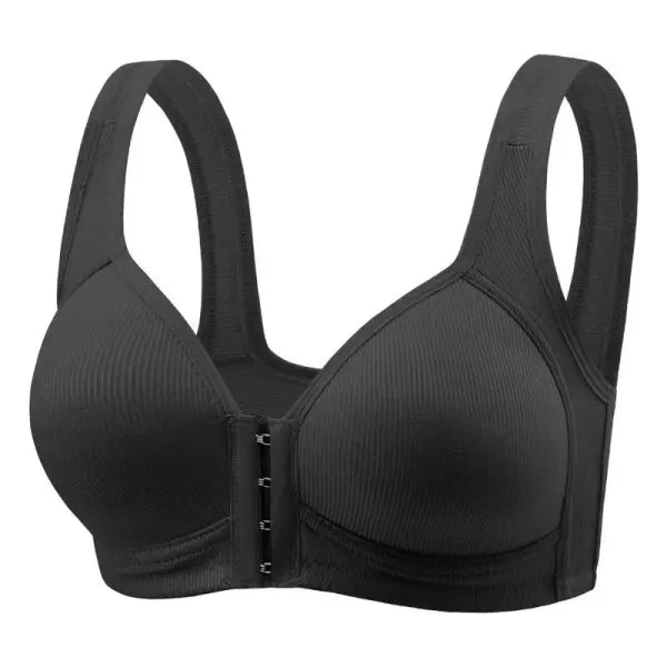 Fallsweet Wire Free Brassiere Seamless Solid Push Up Mold Cup Bralette - black / 2XL