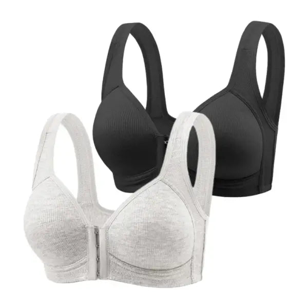 Fallsweet Wire Free Brassiere Seamless Solid Push Up Mold Cup Bralette - lightgrayBlack / 1XL