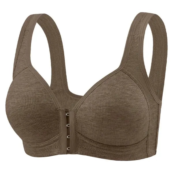 Fallsweet Wire Free Brassiere Seamless Solid Push Up Mold Cup Bralette - khaki / 2XL