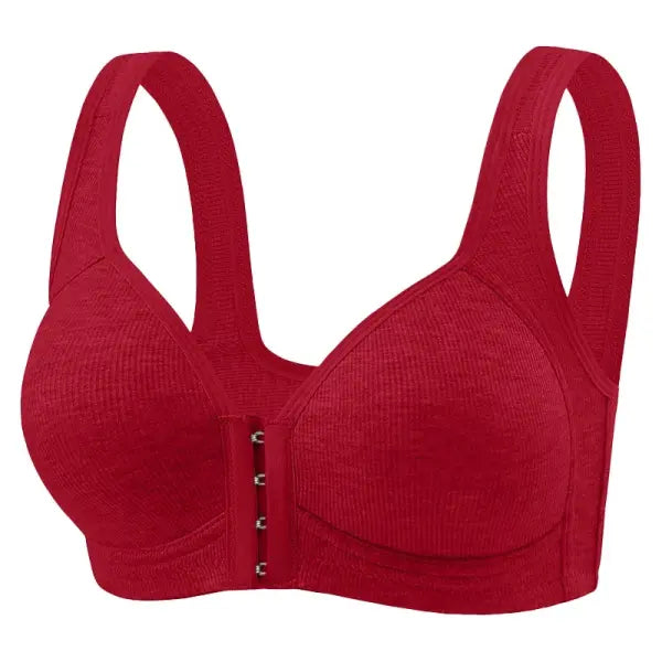 Fallsweet Wire Free Brassiere Seamless Solid Push Up Mold Cup Bralette - red / 2XL