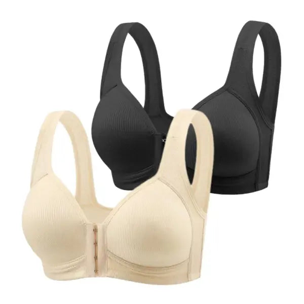 Fallsweet Wire Free Brassiere Seamless Solid Push Up Mold Cup Bralette - Beigeblack / S