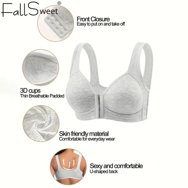 Fallsweet Wire Free Brassiere Seamless Solid Push Up Mold Cup Bralette