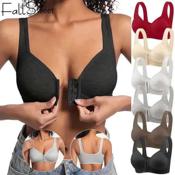Fallsweet Wire Free Brassiere Seamless Solid Push Up Mold Cup Bralette