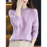 Fashion 100% Merino Wool Sweater Elegant Cashmere Pullover Women O-Neck Long Sleeve Knitwear Basic Clothing Jumper Tops