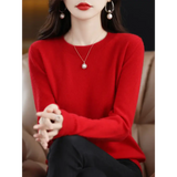 Fashion 100% Merino Wool Women’s Sweater O-Neck Long Sleeve Pullover Spring Autumn Winter Basic Jumper Clothing