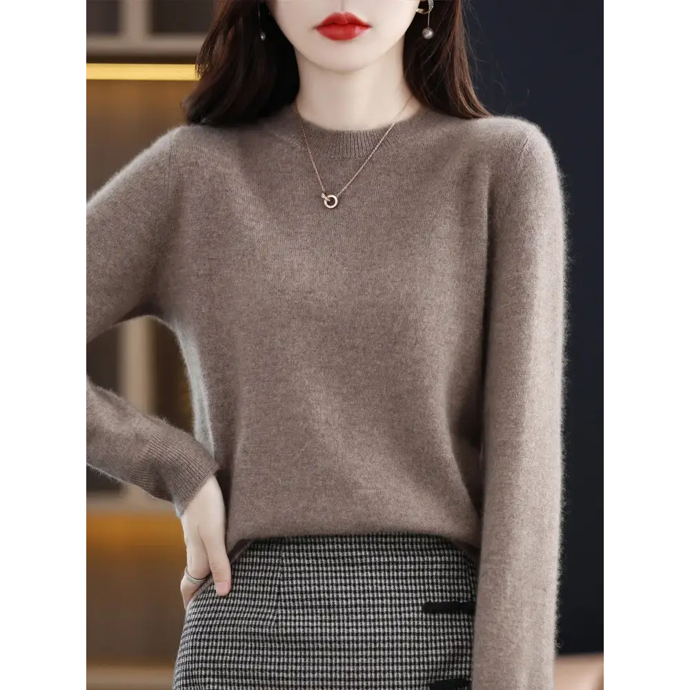 Fashion 100% Merino Wool Women’s Sweater O-Neck Long Sleeve Pullover Spring Autumn Winter Basic Jumper Clothing