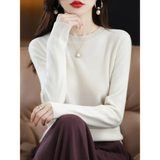Fashion 100% Merino Wool Women’s Sweater O-Neck Long Sleeve Pullover Spring Autumn Winter Basic Jumper Clothing