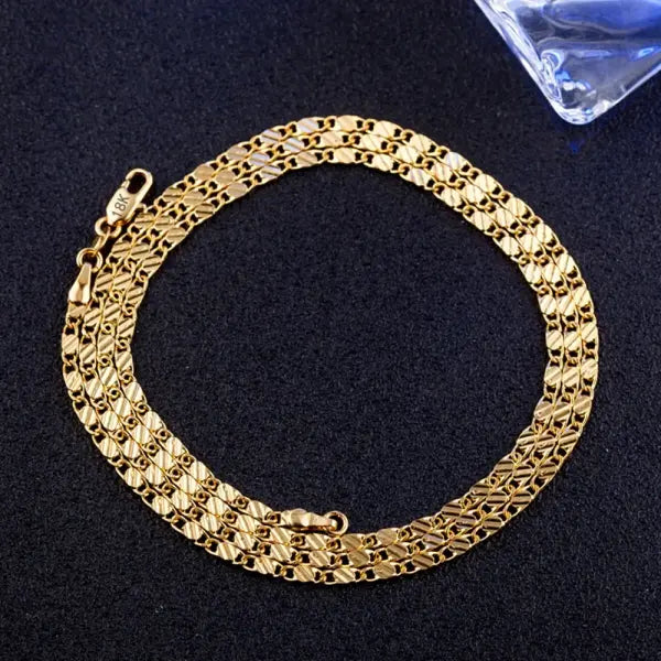 Fine 925 Sterling Silver 18k Gold Necklace Link Chain for Women and Men