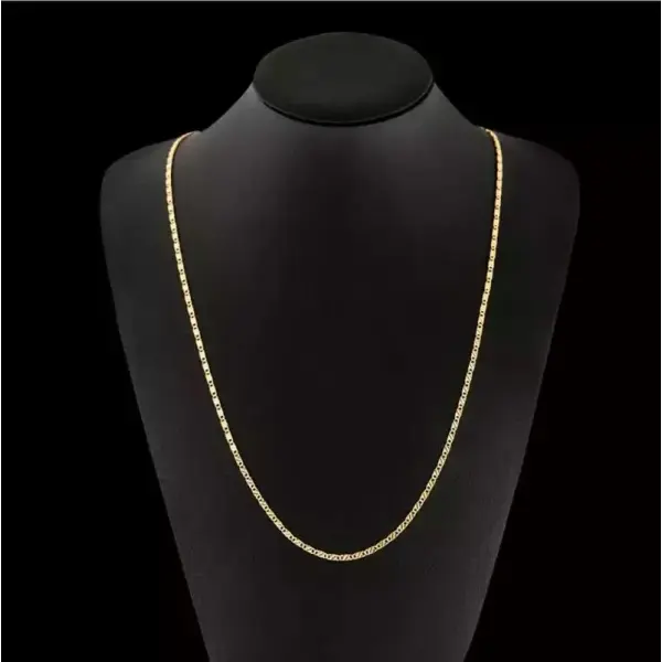 Fine 925 Sterling Silver 18k Gold Necklace Link Chain for Women and Men