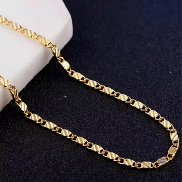 Fine 925 Sterling Silver 18k Gold Necklace Link Chain for Women and Men