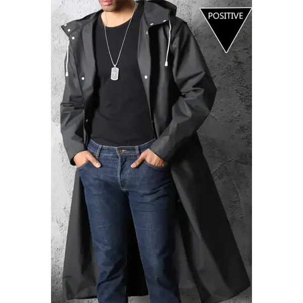 Fashion black adult windbreaker style waterproof long raincoat women’s men’s hooded outdoor motorcycle bicycle hiking