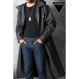 Fashion black adult windbreaker style waterproof long raincoat women’s men’s hooded outdoor motorcycle bicycle hiking