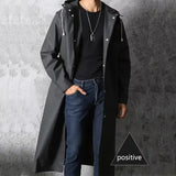 Fashion black adult windbreaker style waterproof long raincoat women’s men’s hooded outdoor motorcycle bicycle hiking