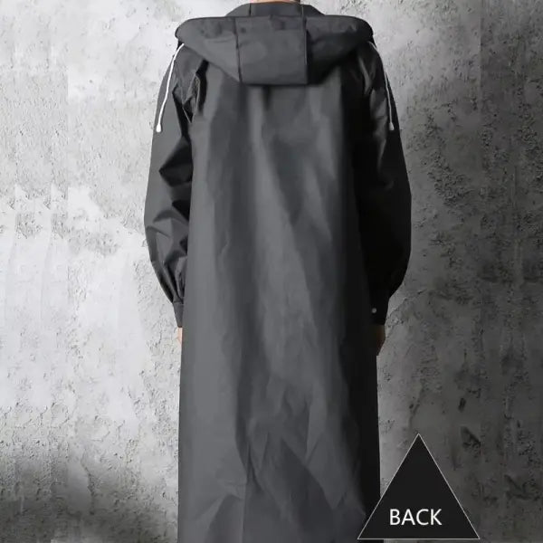 Fashion black adult windbreaker style waterproof long raincoat women’s men’s hooded outdoor motorcycle bicycle hiking