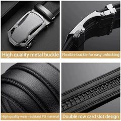Fashion Business Men’s Belt – Luxury Brand Genuine PU Leather Belt with Metal Buckle for Jeans & Cargo Pants - Himpall