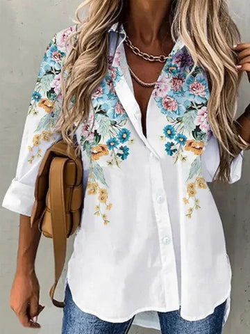 Fashion Casual Printed Long Sleeve Shirt – Loose Fit All-Match Top for Women with Elegant Style - Himpall