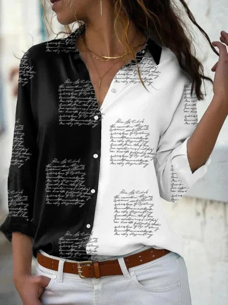 Fashion Casual Printed Long Sleeve Shirt – Loose Fit All-Match Top for Women with Elegant Style - Himpall