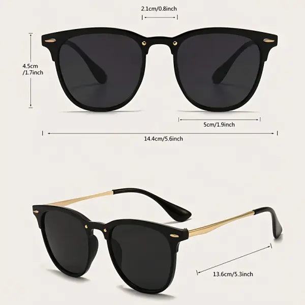 Black Rivet Cat Eye Metal Frame Sunglasses UV400 - black