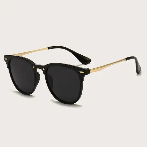 Black Rivet Cat Eye Metal Frame Sunglasses UV400 - black