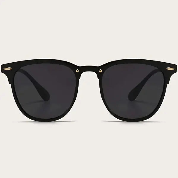 Black Rivet Cat Eye Metal Frame Sunglasses UV400 - black