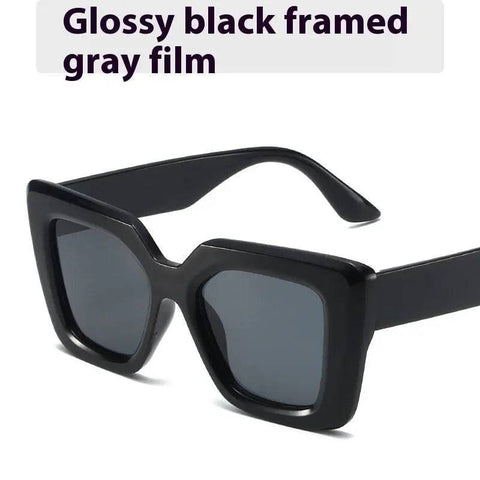 Fashion Classic Black Frame Large Frame Travel Glasses - As Shown In The Figure / Bright Black Frame Gray Piece