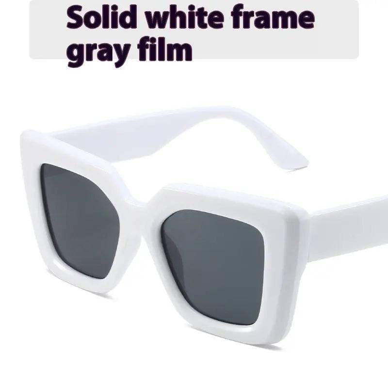 Fashion Classic Black Frame Large Frame Travel Glasses - As Shown In The Figure / Solid White Frame Gray Piece