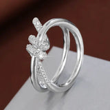 Fashion Classic Knot-Shaped CZ Ring for Women – Elegant Copper Ring for Daily Wear & Gifts - silvery white / 7