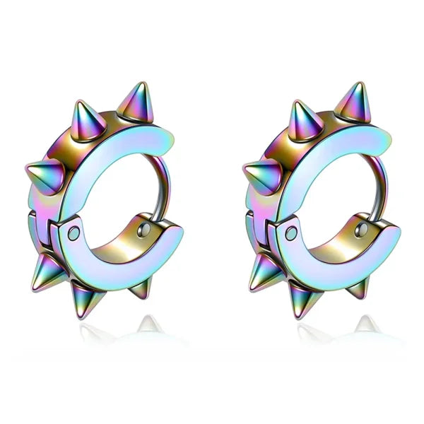 Fashion Colorful Small Stud Earrings – Stainless Steel Circle Hoop & Dangle Earrings - Style 10