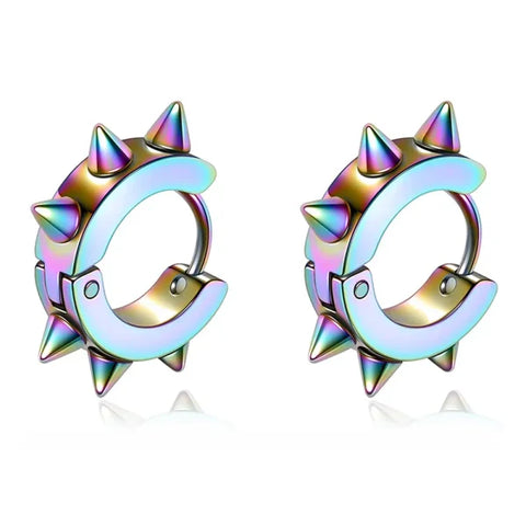 Fashion Colorful Small Stud Earrings – Stainless Steel Circle Hoop & Dangle Earrings - Style 10
