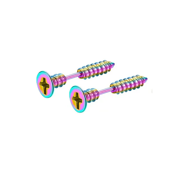 Fashion Colorful Small Stud Earrings – Stainless Steel Circle Hoop & Dangle Earrings - Himpall