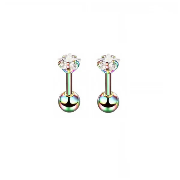 Fashion Colorful Small Stud Earrings – Stainless Steel Circle Hoop & Dangle Earrings - Style 30