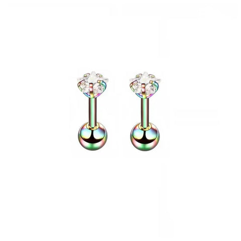 Fashion Colorful Small Stud Earrings – Stainless Steel Circle Hoop & Dangle Earrings - Style 30