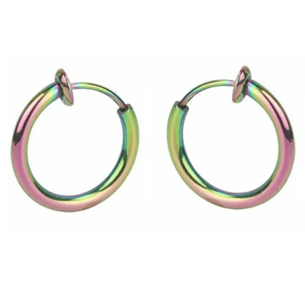Fashion Colorful Small Stud Earrings – Stainless Steel Circle Hoop & Dangle Earrings - Style 14