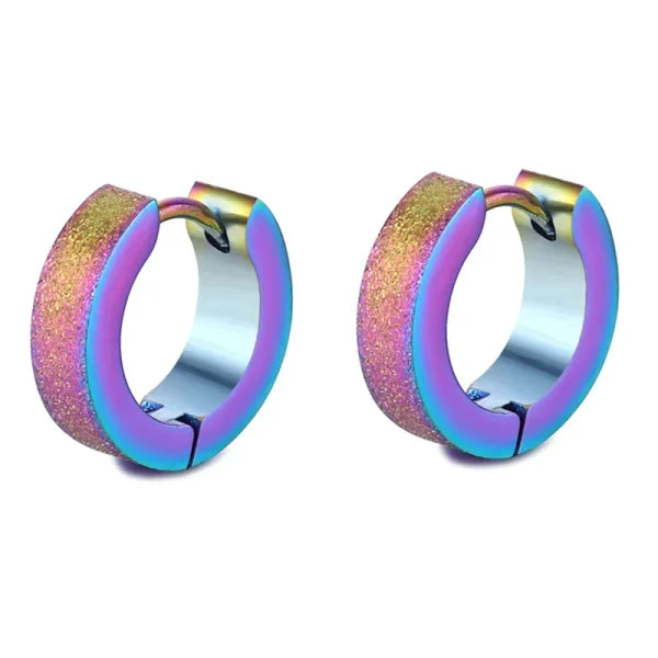 Fashion Colorful Small Stud Earrings – Stainless Steel Circle Hoop & Dangle Earrings - Style 13