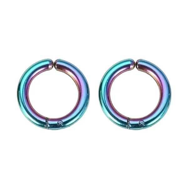 Fashion Colorful Small Stud Earrings – Stainless Steel Circle Hoop & Dangle Earrings - Style 27