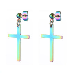 Fashion Colorful Small Stud Earrings – Stainless Steel Circle Hoop & Dangle Earrings - Himpall