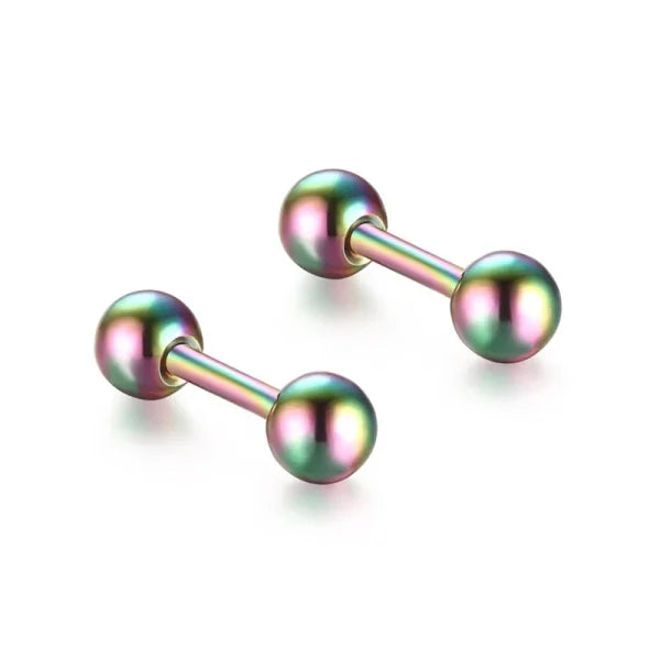 Fashion Colorful Small Stud Earrings – Stainless Steel Circle Hoop & Dangle Earrings - Himpall